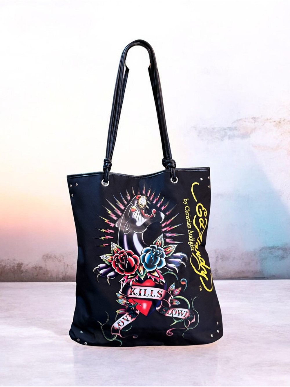 Ed Hardy love kills slowly Y2K tote nwot